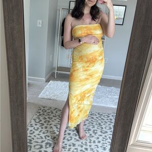 Yellow Strapless Dress